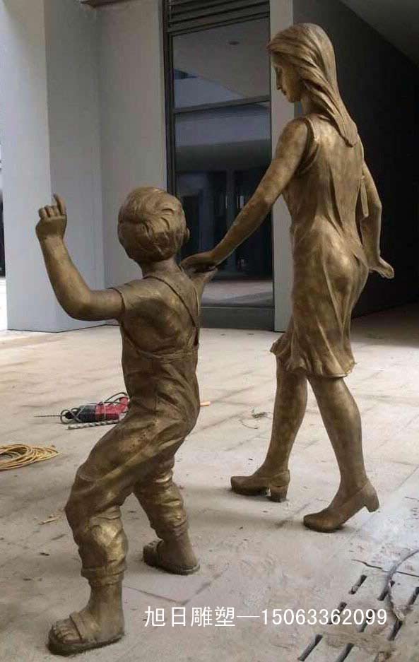 母子出行鑄銅、鍛銅雕塑